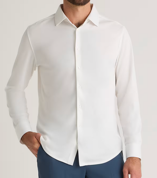 Men's Commuter Stretch Pique Long Sleeve Button Down
